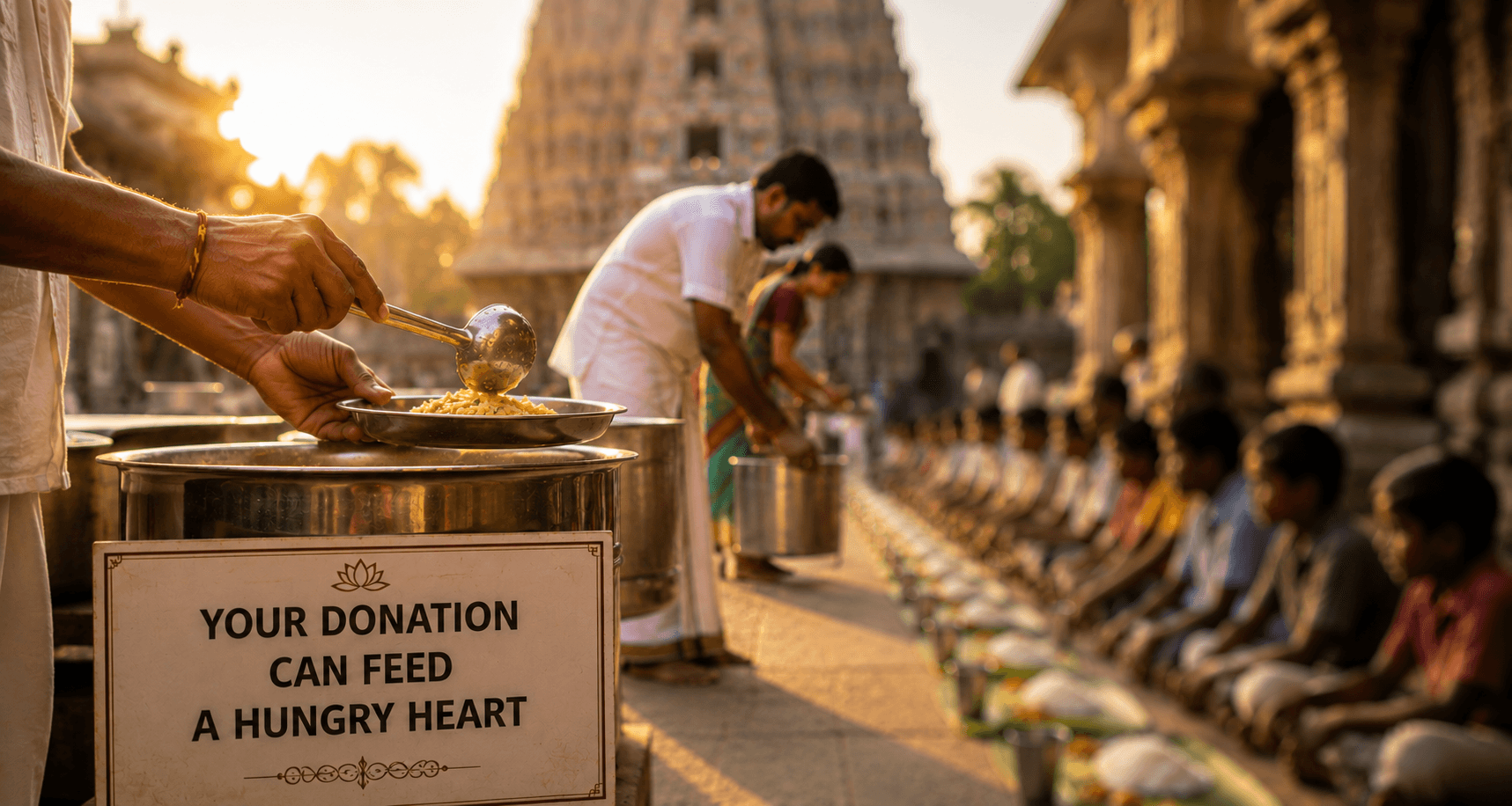 Sacred temple offering and donation seva