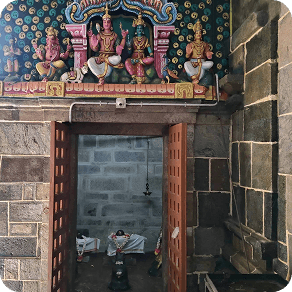 Stone corridor with pillars