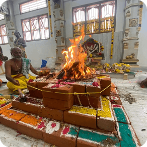 Sacred Yagnam fire ritual in progress