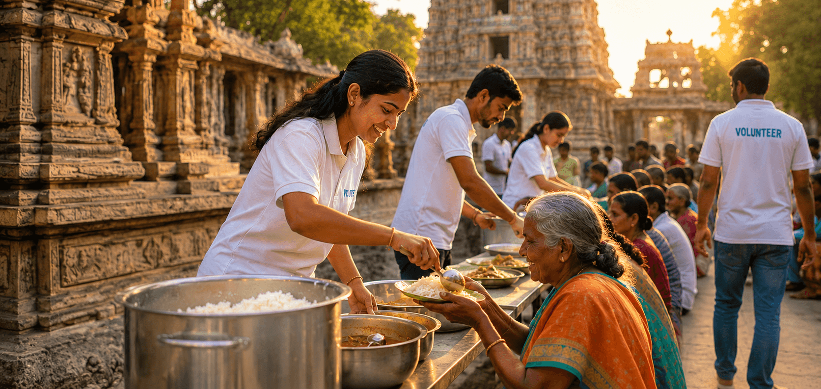 Volunteers caring for sacred temple spaces